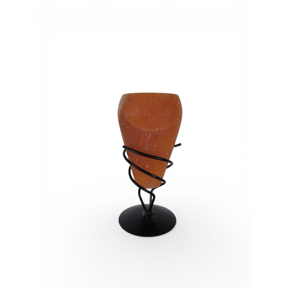 Himalayan Salt Cone Candle Holder Black Metal Stand Tealight Decor 2lbs 14ozs
